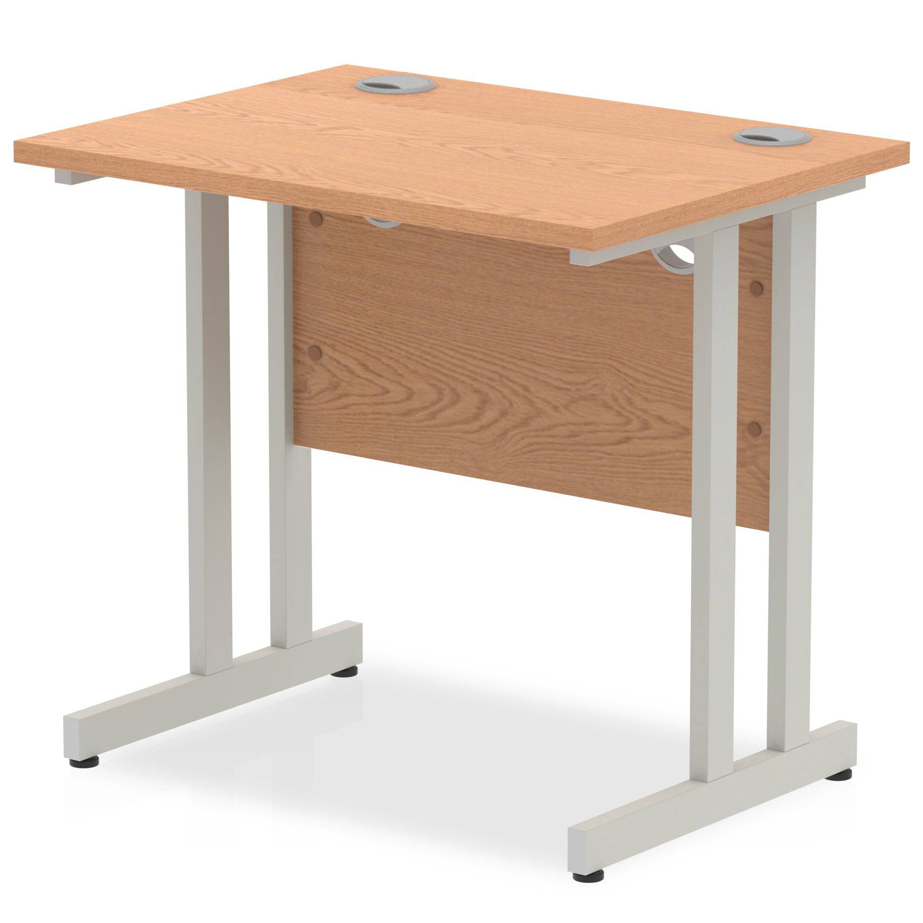 Impulse 600mm deep Straight Desk with Oak Top and Silver Cantilever Leg - Price Crash Furniture