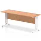 Impulse 600mm deep Straight Desk with Oak Top and White Cable Managed Leg - Price Crash Furniture