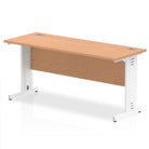 Impulse 600mm deep Straight Desk with Oak Top and White Cable Managed Leg - Price Crash Furniture