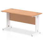 Impulse 600mm deep Straight Desk with Oak Top and White Cable Managed Leg - Price Crash Furniture