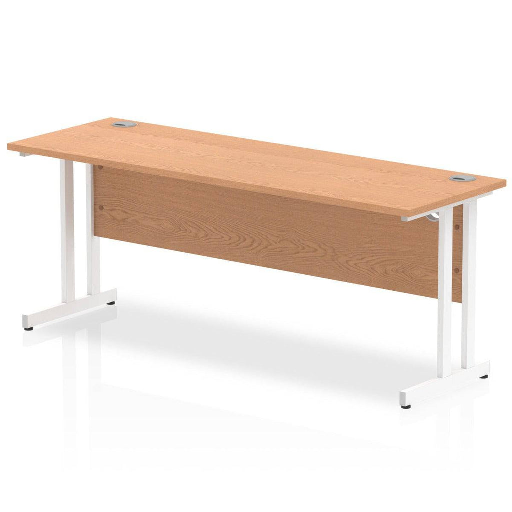 Impulse 600mm deep Straight Desk with Oak Top and White Cantilever Leg - Price Crash Furniture