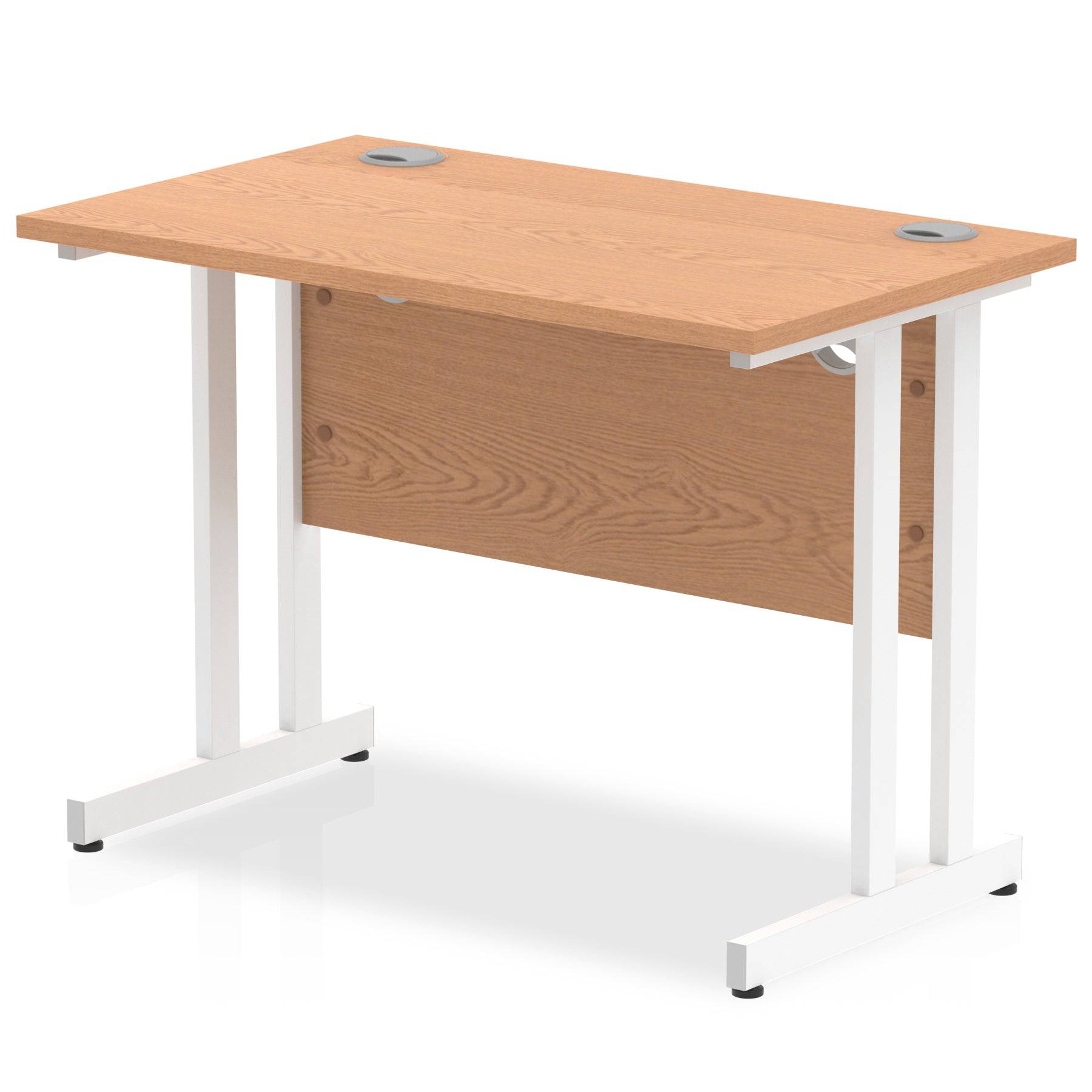 Impulse 600mm deep Straight Desk with Oak Top and White Cantilever Leg - Price Crash Furniture