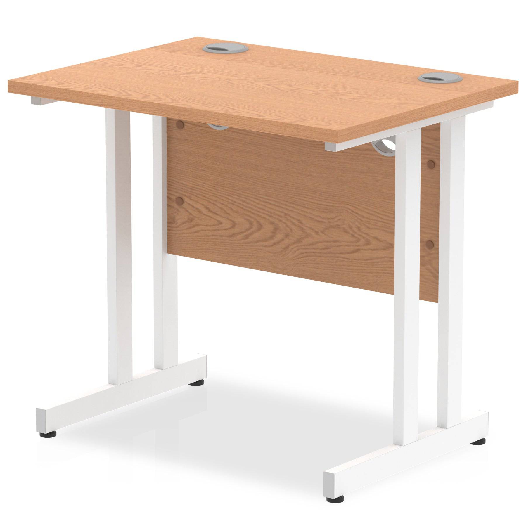 Impulse 600mm deep Straight Desk with Oak Top and White Cantilever Leg - Price Crash Furniture