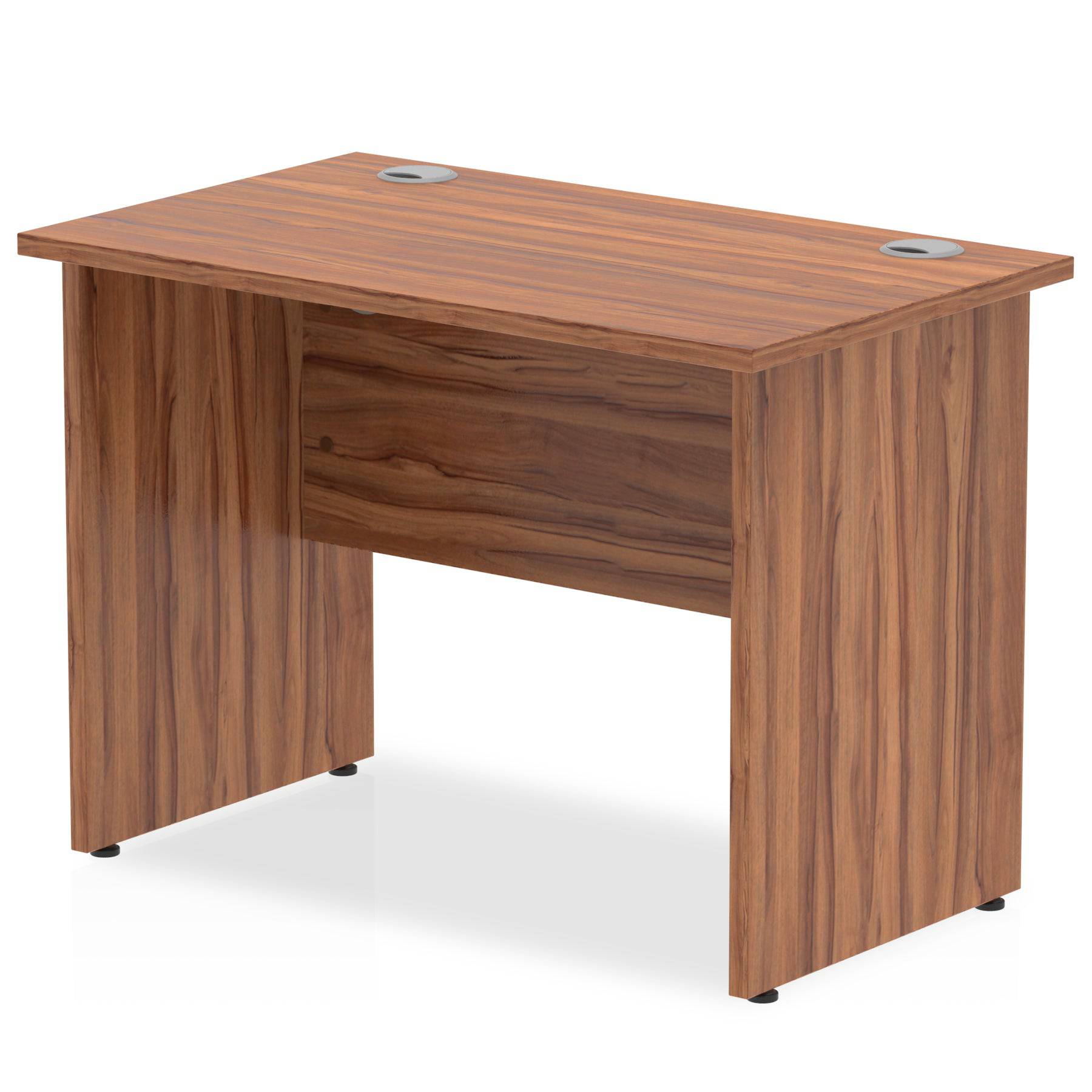 Impulse 600mm deep Straight Desk with Walnut Top and Panel End Leg - Price Crash Furniture