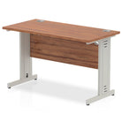 Impulse 600mm deep Straight Desk with Walnut Top and Silver Cable Managed Leg - Price Crash Furniture