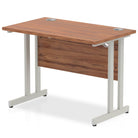 Impulse 600mm deep Straight Desk with Walnut Top and Silver Cantilever Leg - Price Crash Furniture