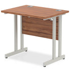 Impulse 600mm deep Straight Desk with Walnut Top and Silver Cantilever Leg - Price Crash Furniture