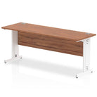 Impulse 600mm deep Straight Desk with Walnut Top and White Cable Managed Leg - Price Crash Furniture