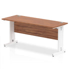 Impulse 600mm deep Straight Desk with Walnut Top and White Cable Managed Leg - Price Crash Furniture