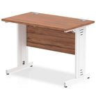 Impulse 600mm deep Straight Desk with Walnut Top and White Cable Managed Leg - Price Crash Furniture