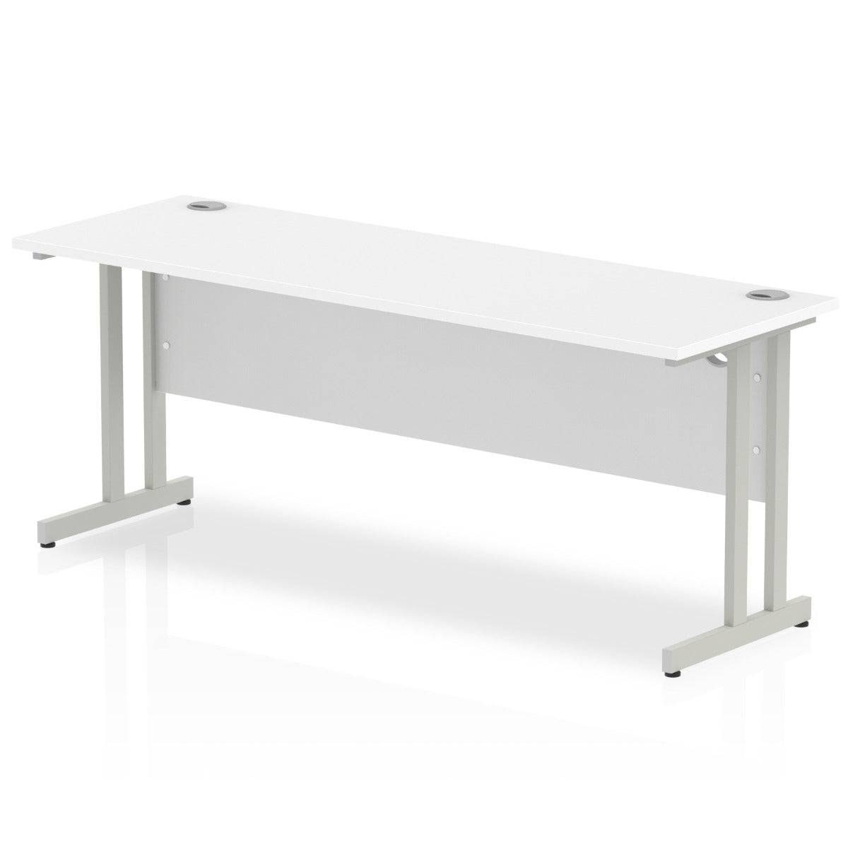 Impulse 600mm deep Straight Desk with White Top and Silver Cantilever Leg - Price Crash Furniture