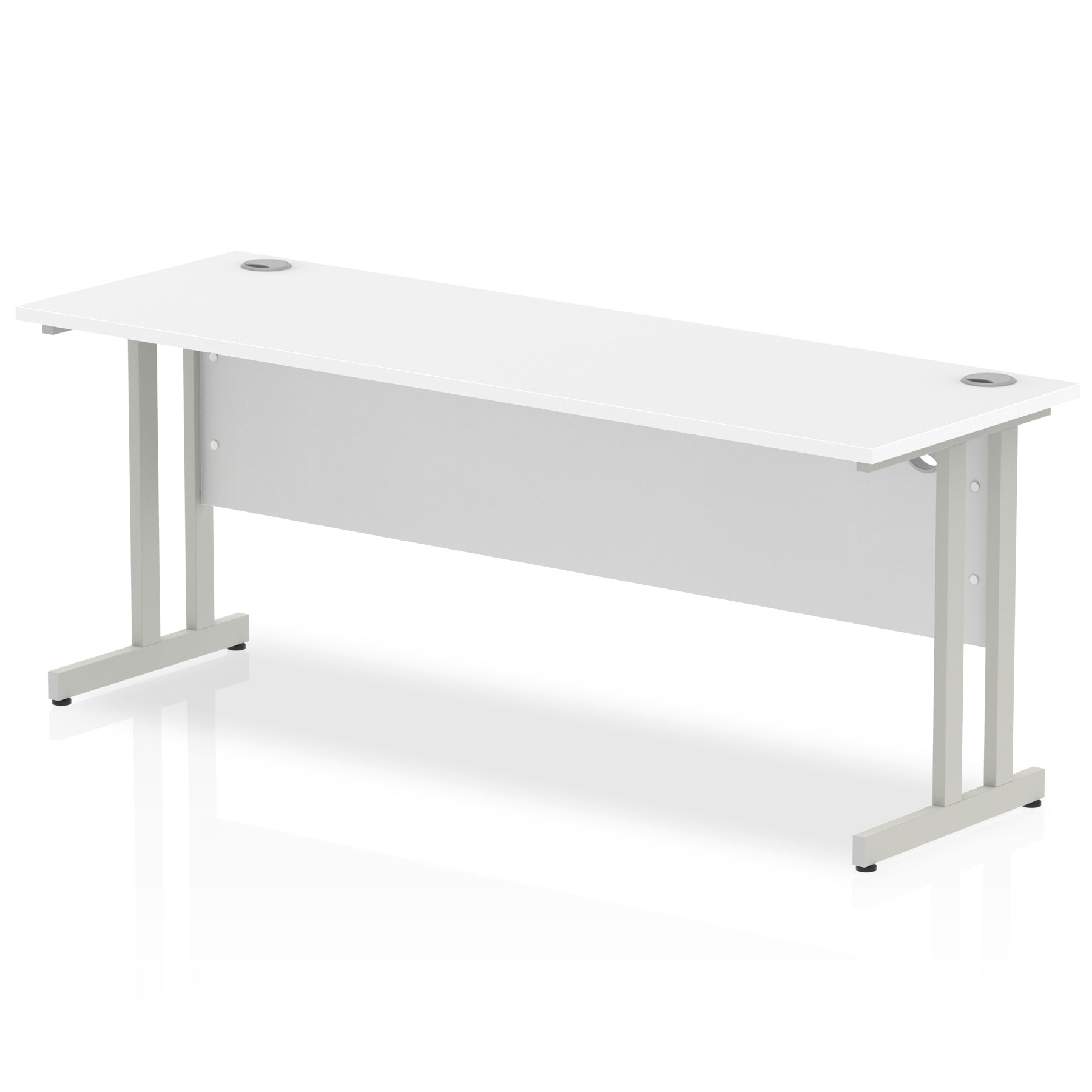 Impulse 600mm deep Straight Desk with White Top and Silver Cantilever Leg - Price Crash Furniture