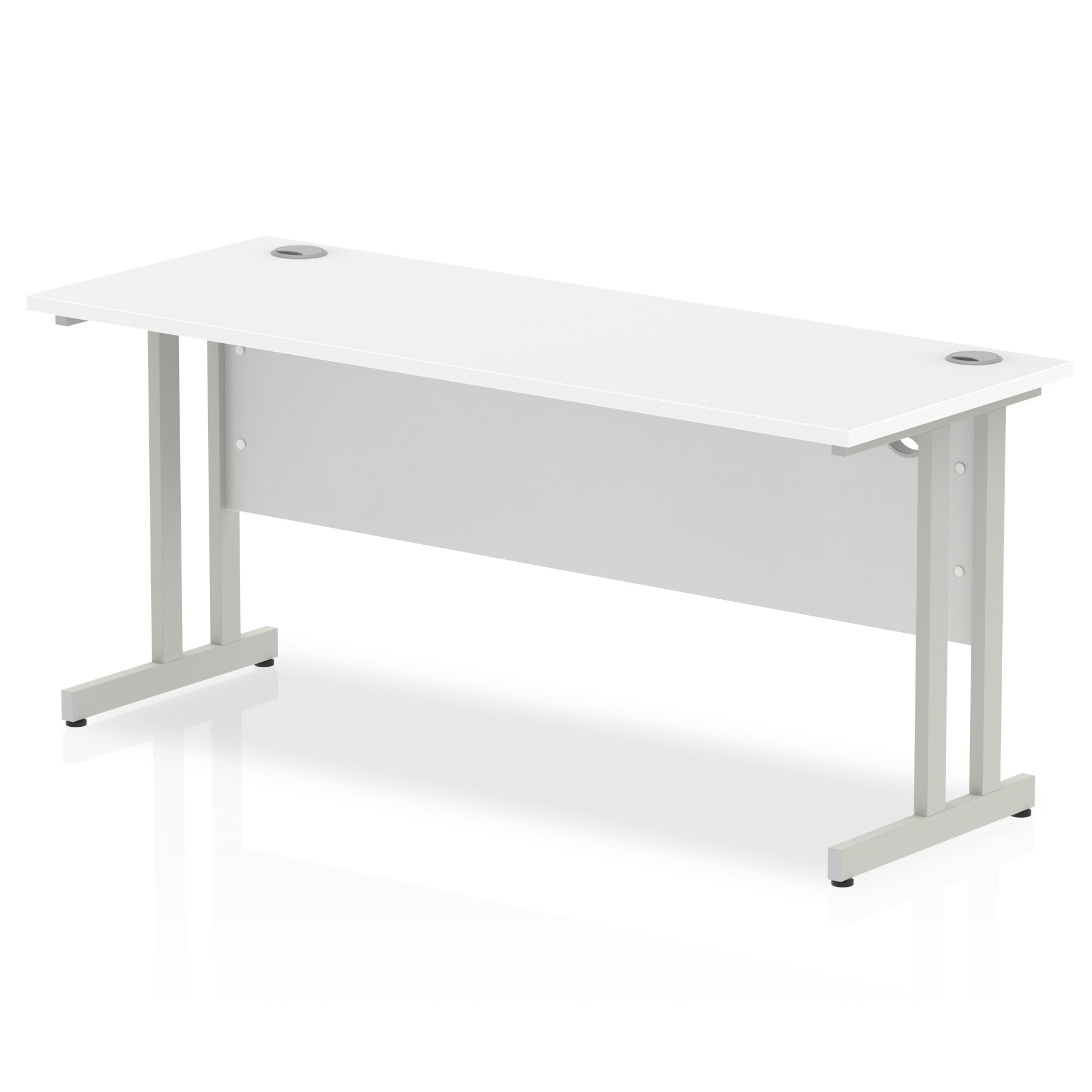 Impulse 600mm deep Straight Desk with White Top and Silver Cantilever Leg - Price Crash Furniture