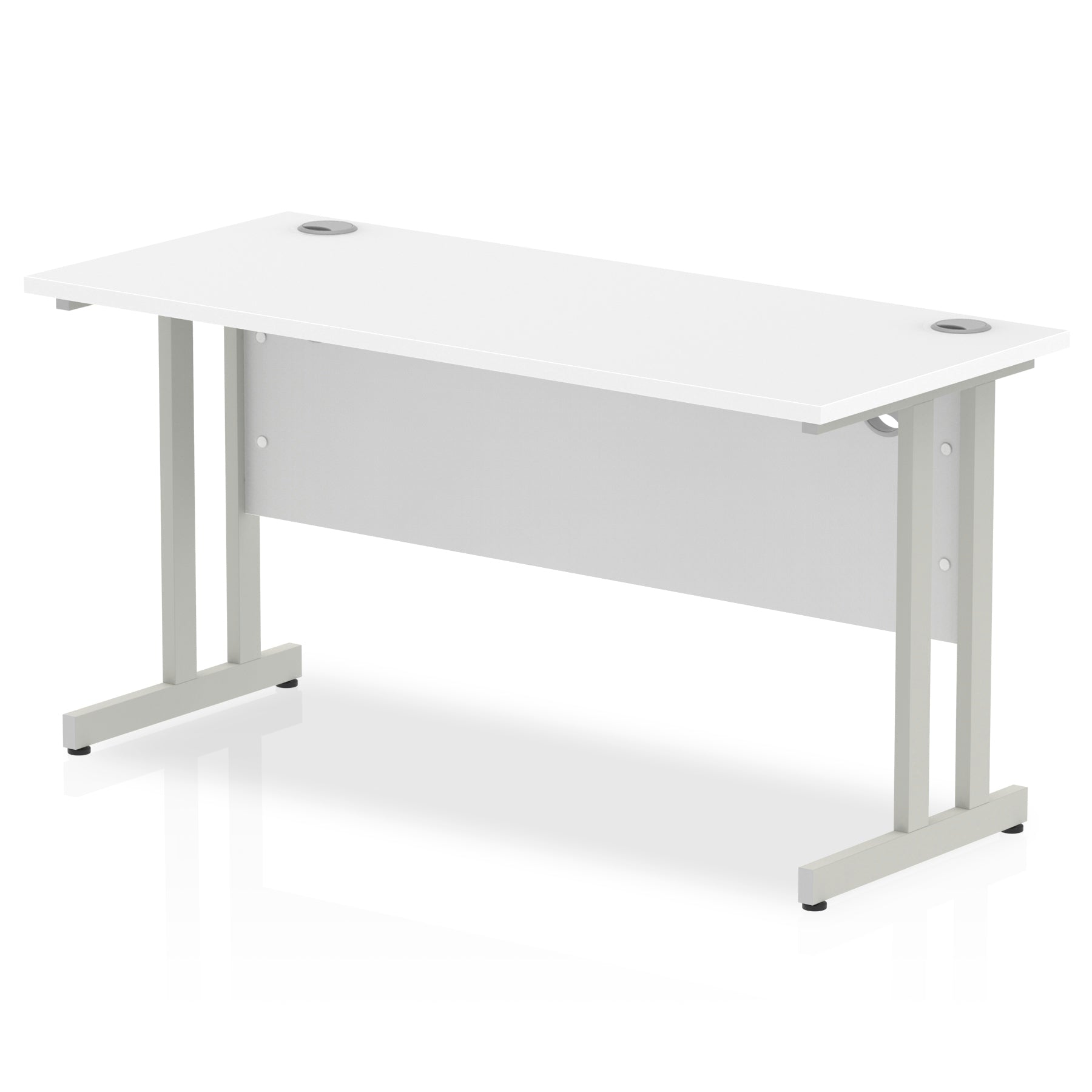 Impulse 600mm deep Straight Desk with White Top and Silver Cantilever Leg - Price Crash Furniture