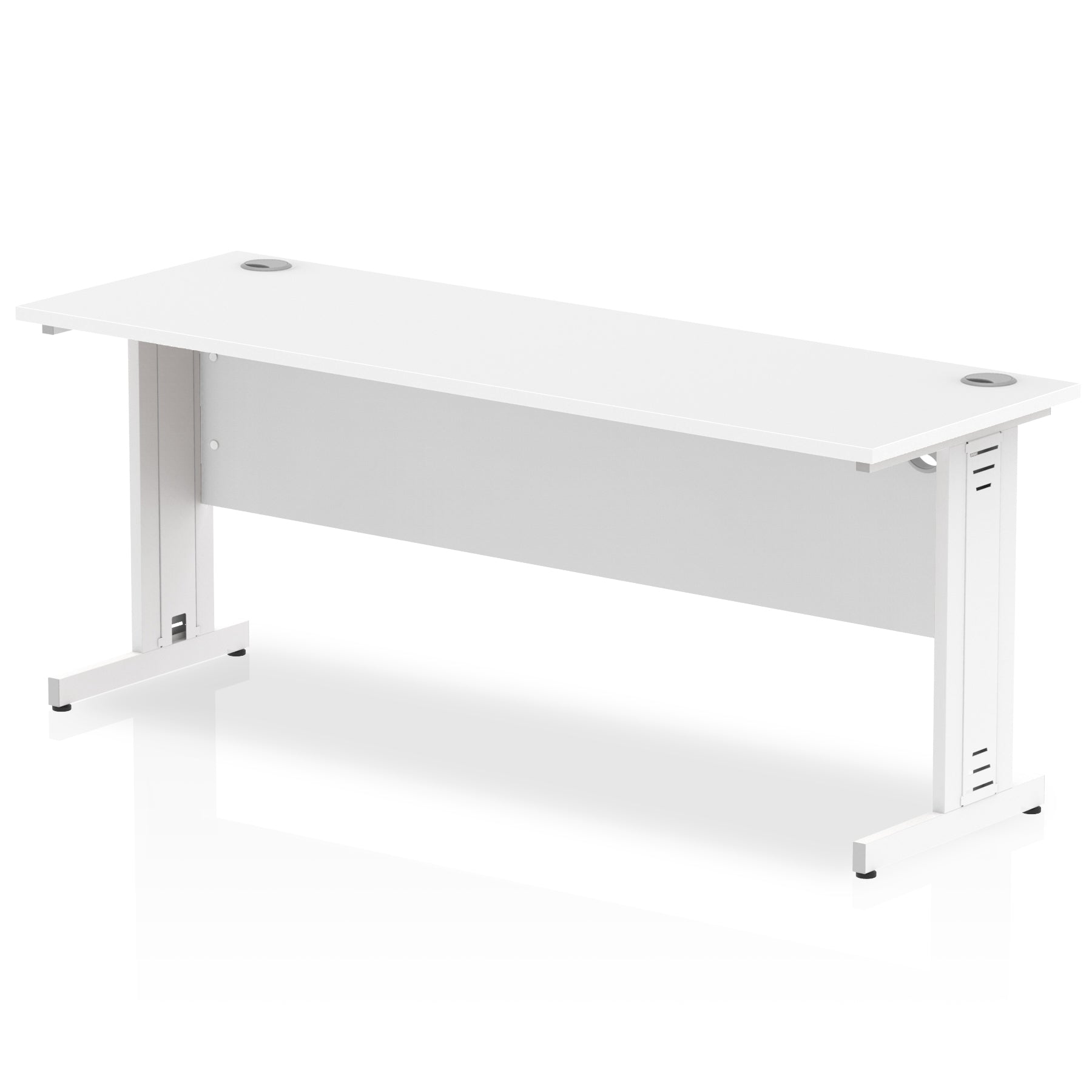 Impulse 600mm deep Straight Desk with White Top and White Cable Managed Leg - Price Crash Furniture