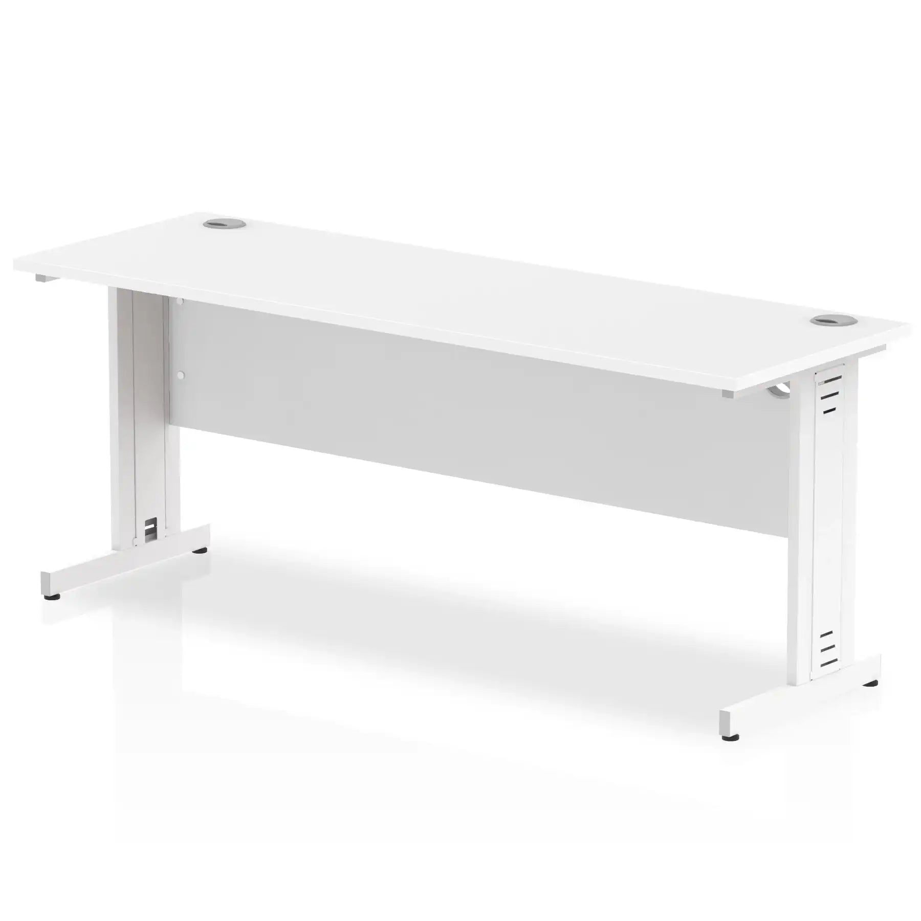 Impulse 600mm deep Straight Desk with White Top and White Cable Managed Leg - Price Crash Furniture