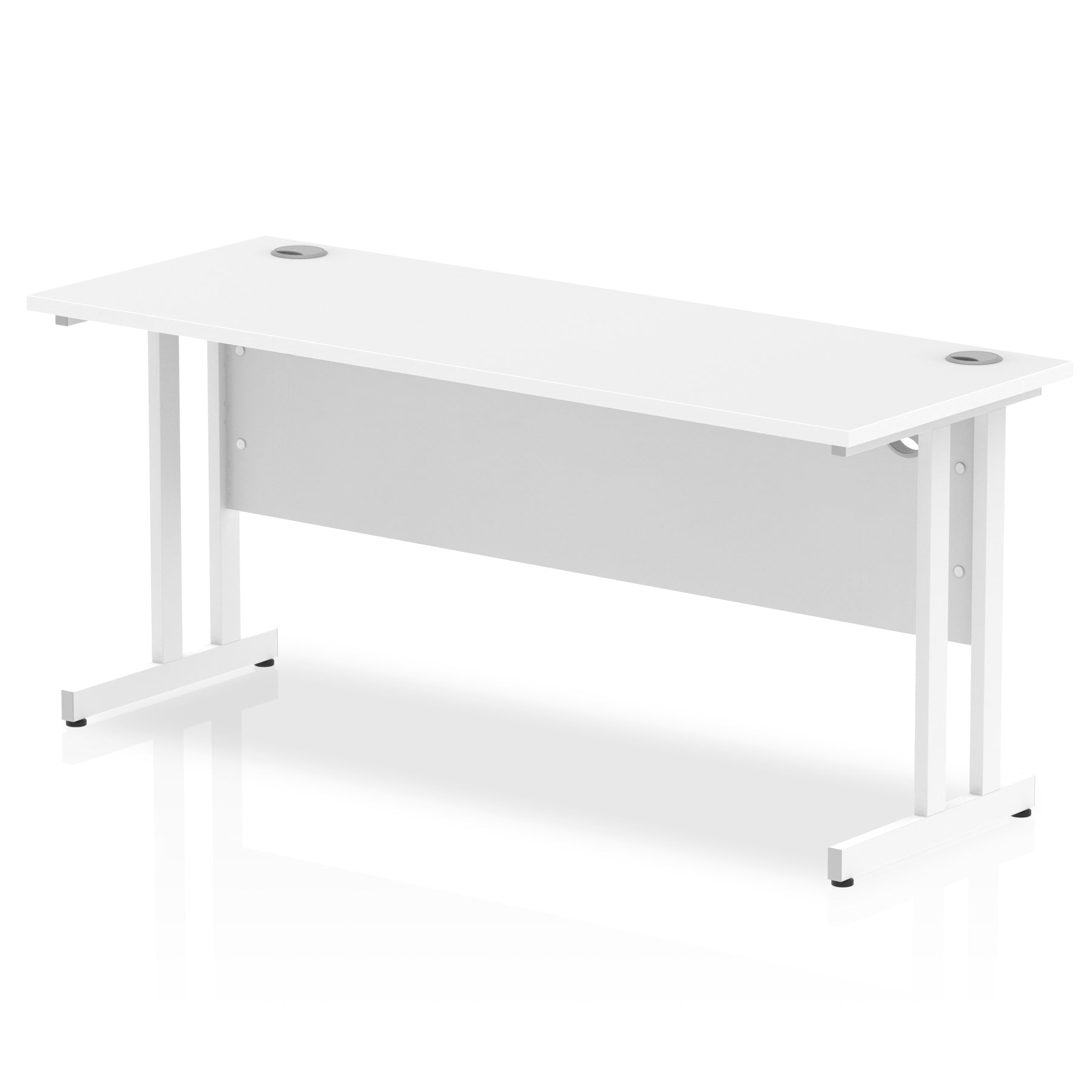 Impulse 600mm deep Straight Desk with White Top and White Cantilever Leg - Price Crash Furniture