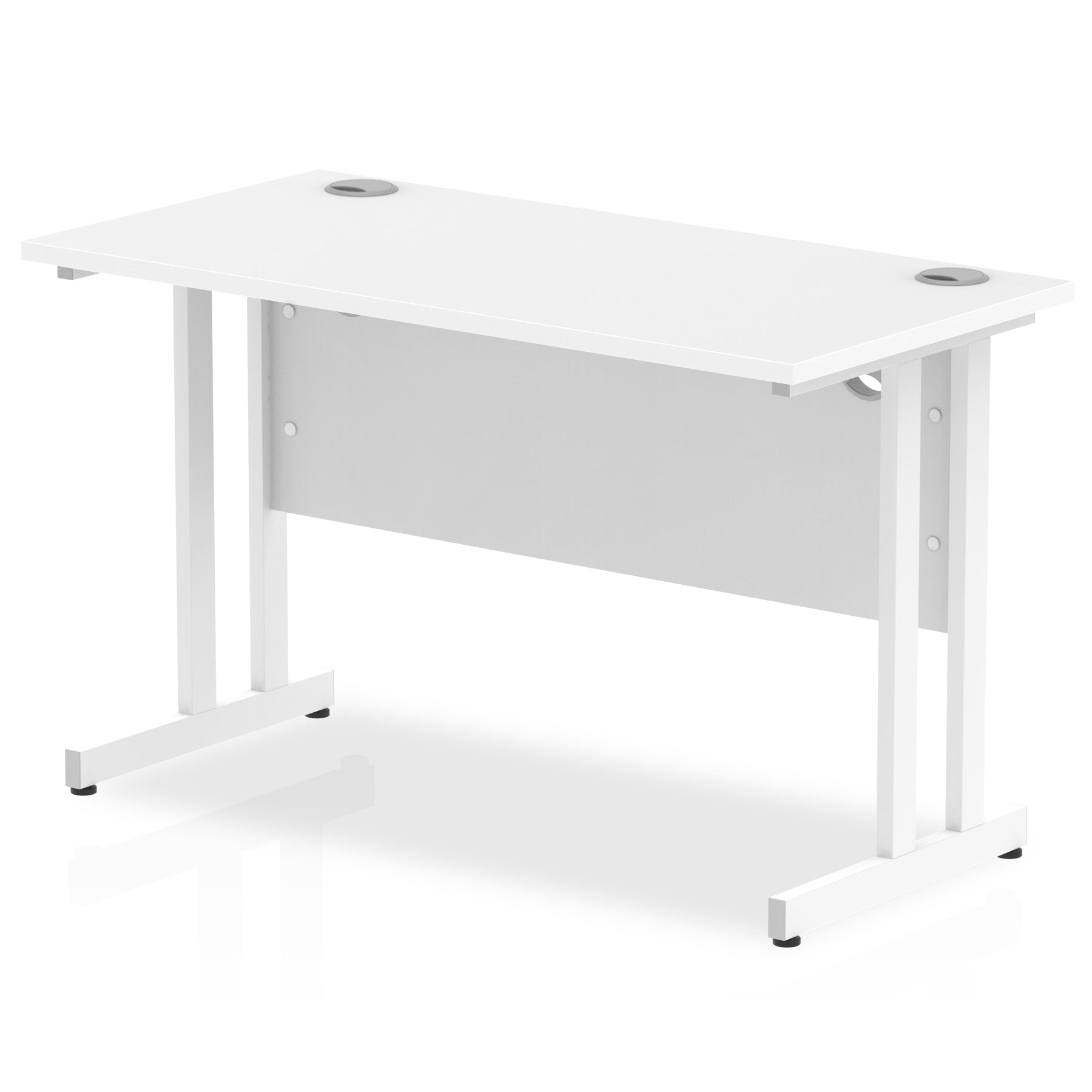 Impulse 600mm deep Straight Desk with White Top and White Cantilever Leg - Price Crash Furniture