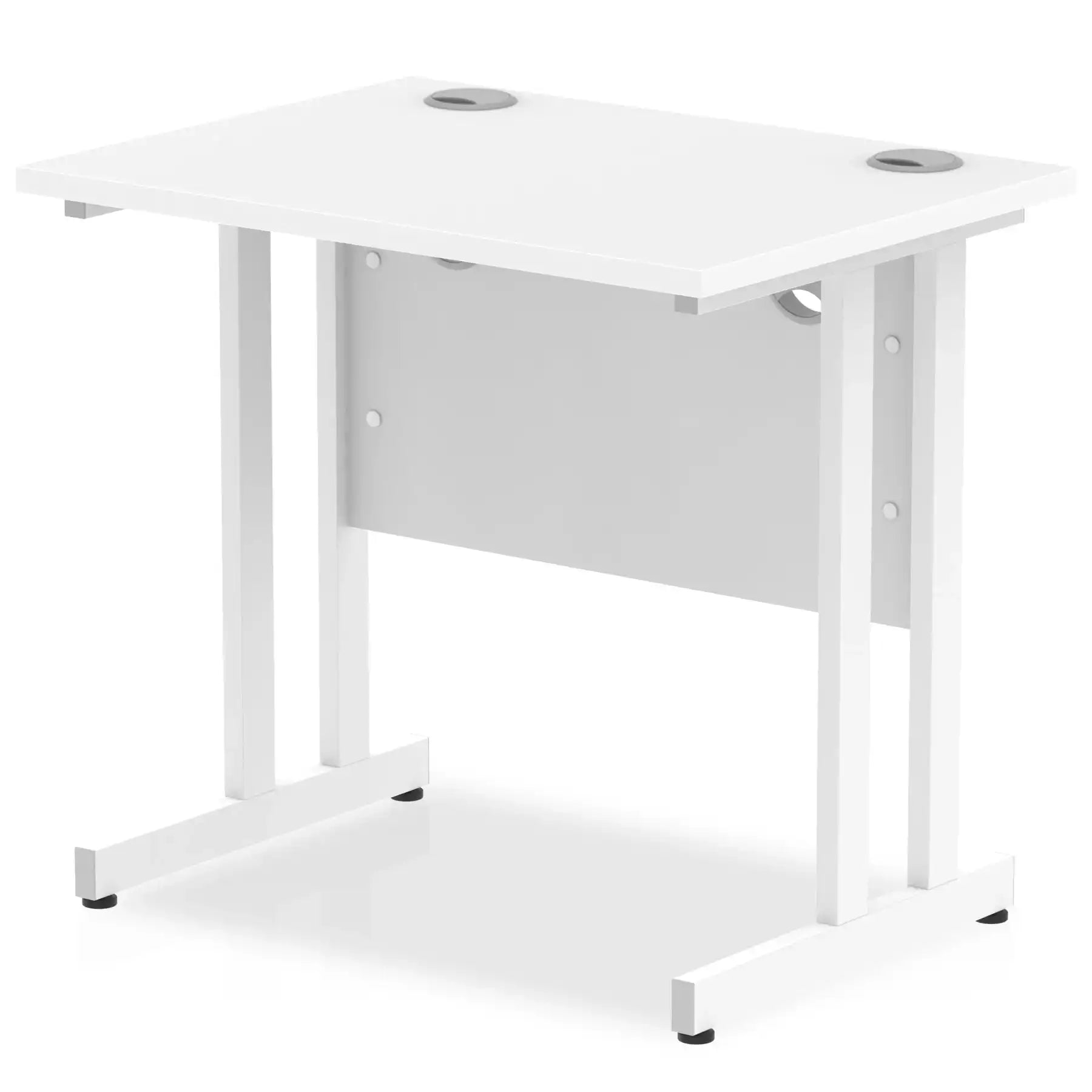 Impulse 600mm deep Straight Desk with White Top and White Cantilever Leg - Price Crash Furniture