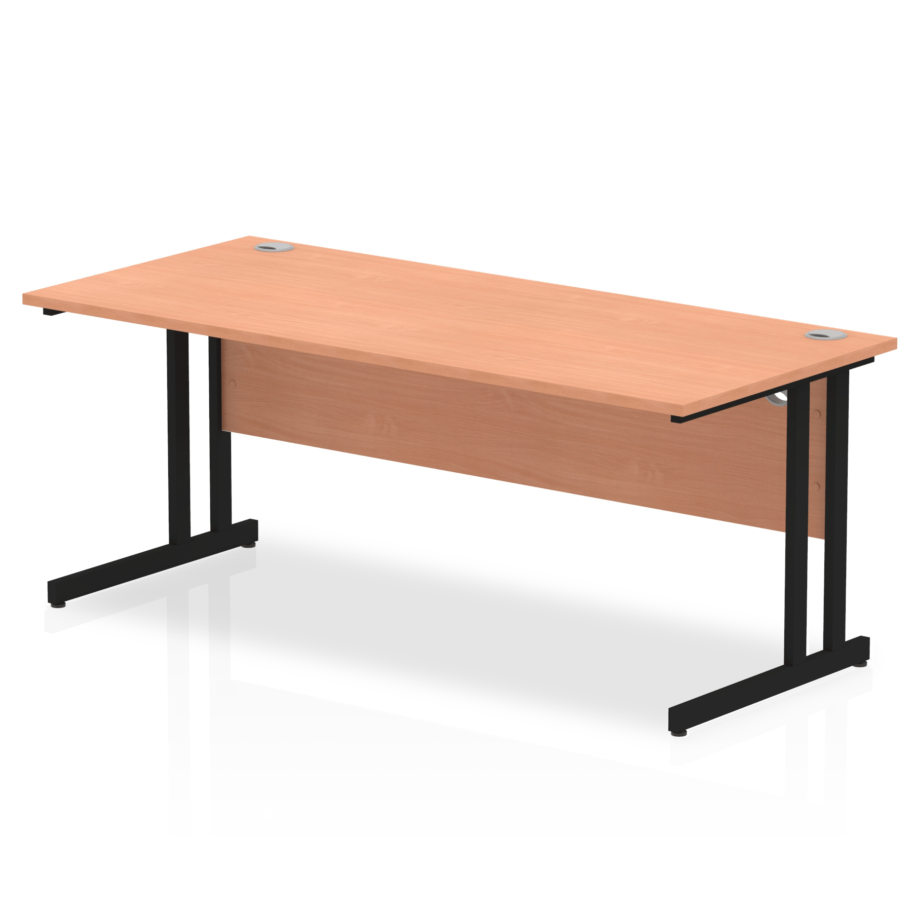 Impulse 800mm deep Straight Desk with Beech Top and Black Cantilever Leg - Price Crash Furniture