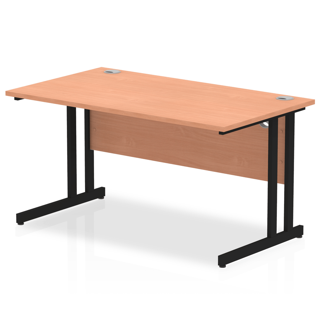 Impulse 800mm deep Straight Desk with Beech Top and Black Cantilever Leg - Price Crash Furniture