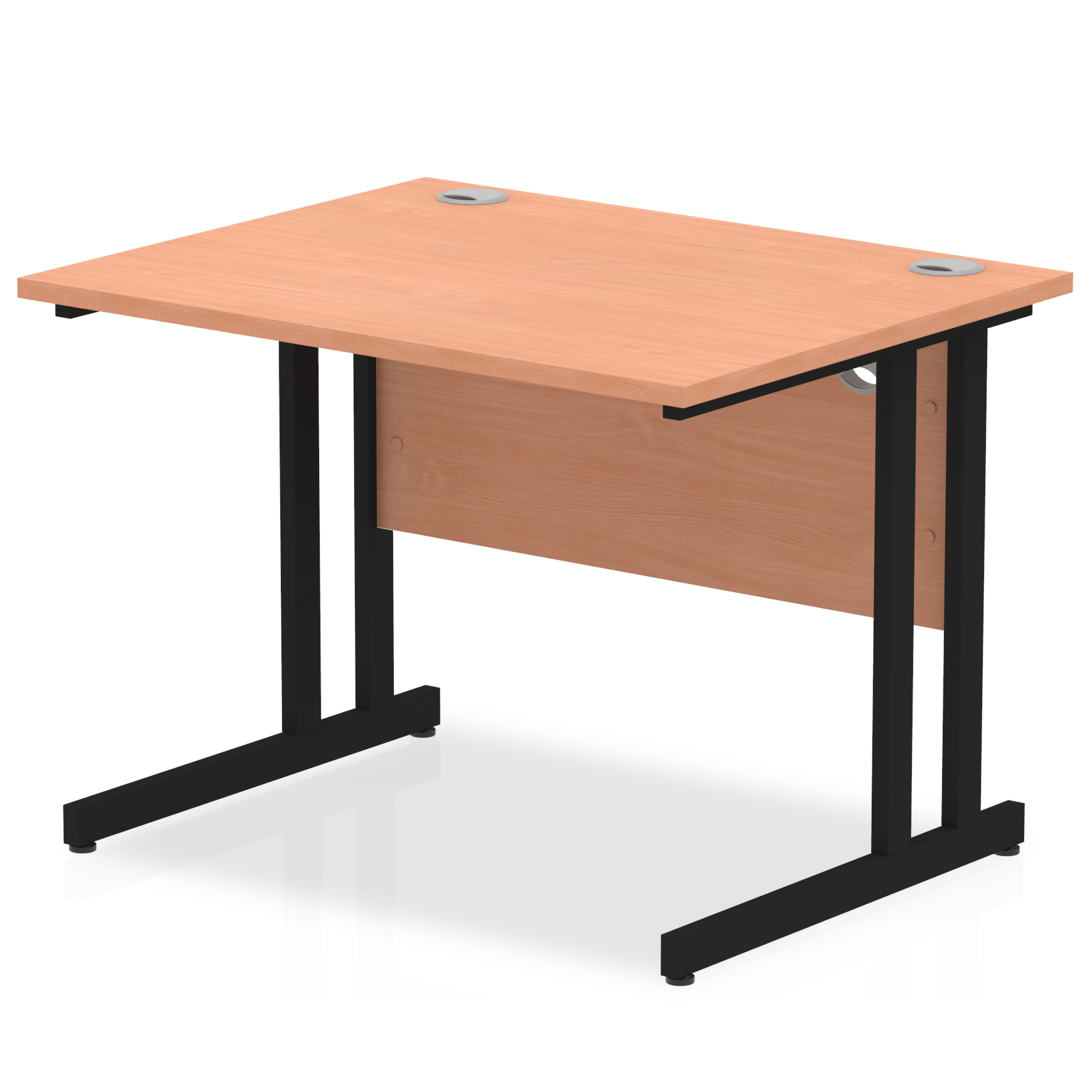 Impulse 800mm deep Straight Desk with Beech Top and Black Cantilever Leg - Price Crash Furniture