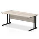 Impulse 800mm deep Straight Desk with Grey Oak Top and Black Cantilever Leg - Price Crash Furniture