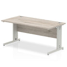 Impulse 800mm deep Straight Desk with Grey Oak Top and Silver Cable Managed Leg - Price Crash Furniture