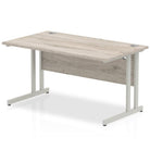 Impulse 800mm deep Straight Desk with Grey Oak Top and Silver Cantilever Leg - Price Crash Furniture