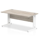 Impulse 800mm deep Straight Desk with Grey Oak Top and White Cable Managed Leg - Price Crash Furniture