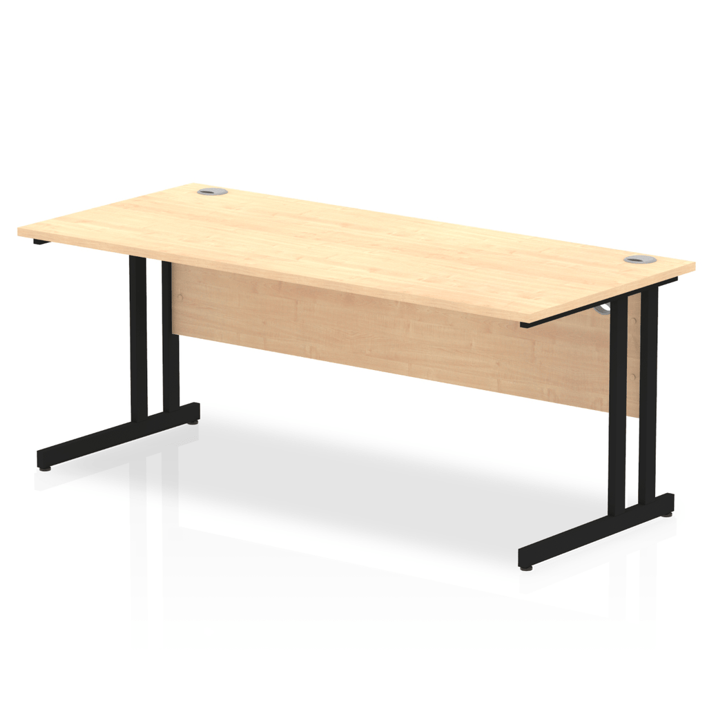Impulse 800mm deep Straight Desk with Maple Top and Black Cantilever Leg - Price Crash Furniture