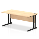 Impulse 800mm deep Straight Desk with Maple Top and Black Cantilever Leg - Price Crash Furniture