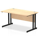 Impulse 800mm deep Straight Desk with Maple Top and Black Cantilever Leg - Price Crash Furniture