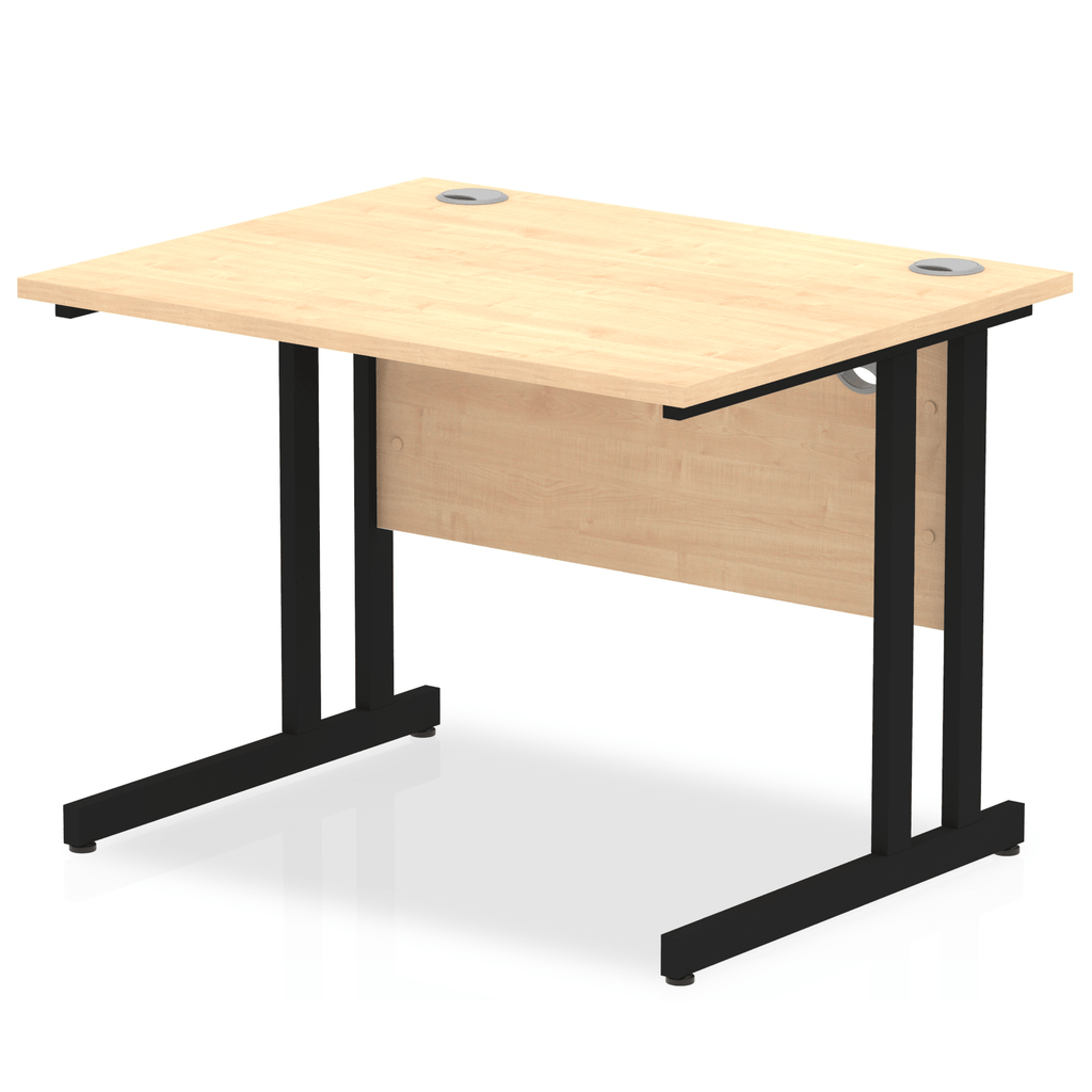 Impulse 800mm deep Straight Desk with Maple Top and Black Cantilever Leg - Price Crash Furniture