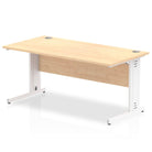 Impulse 800mm deep Straight Desk with Maple Top and White Cable Managed Leg - Price Crash Furniture