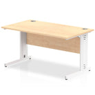 Impulse 800mm deep Straight Desk with Maple Top and White Cable Managed Leg - Price Crash Furniture