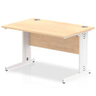 Impulse 800mm deep Straight Desk with Maple Top and White Cable Managed Leg - Price Crash Furniture