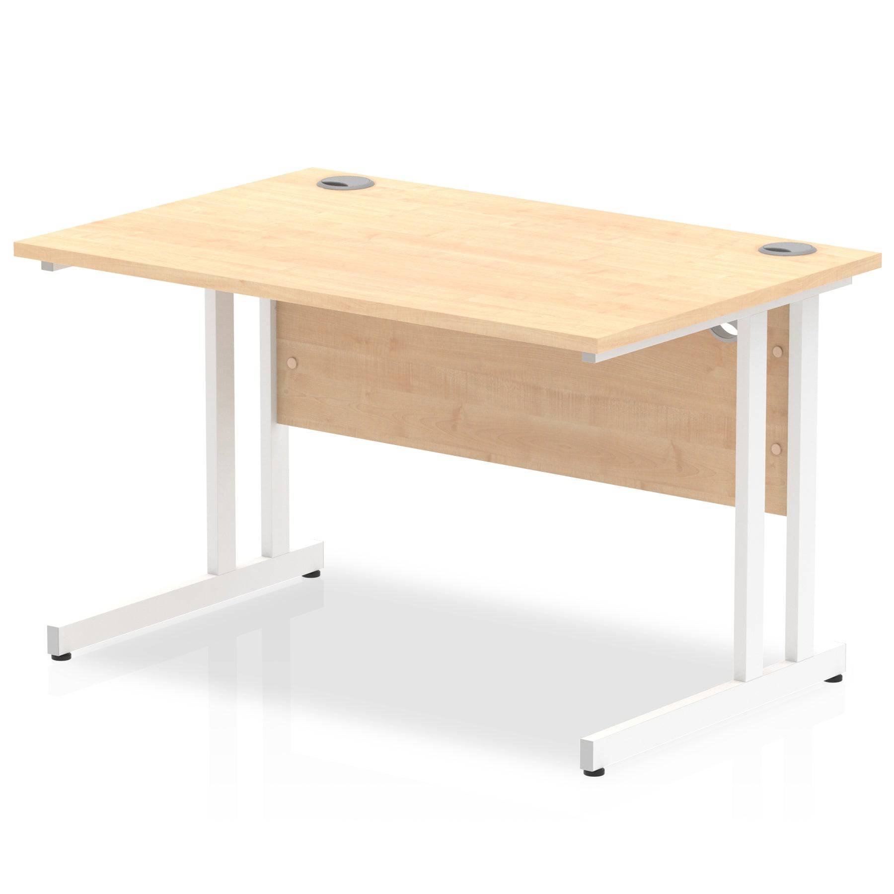 Impulse 800mm deep Straight Desk with Maple Top and White Cantilever Leg - Price Crash Furniture