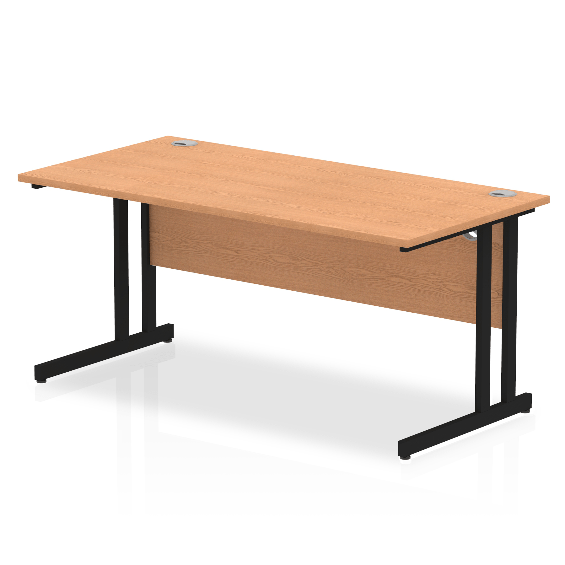 Impulse 800mm deep Straight Desk with Oak Top and Black Cantilever Leg - Price Crash Furniture