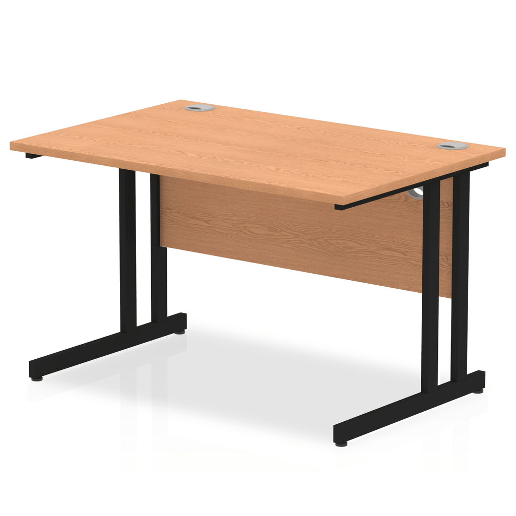 Impulse 800mm deep Straight Desk with Oak Top and Black Cantilever Leg - Price Crash Furniture