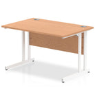 Impulse 800mm deep Straight Desk with Oak Top and White Cantilever Leg - Price Crash Furniture