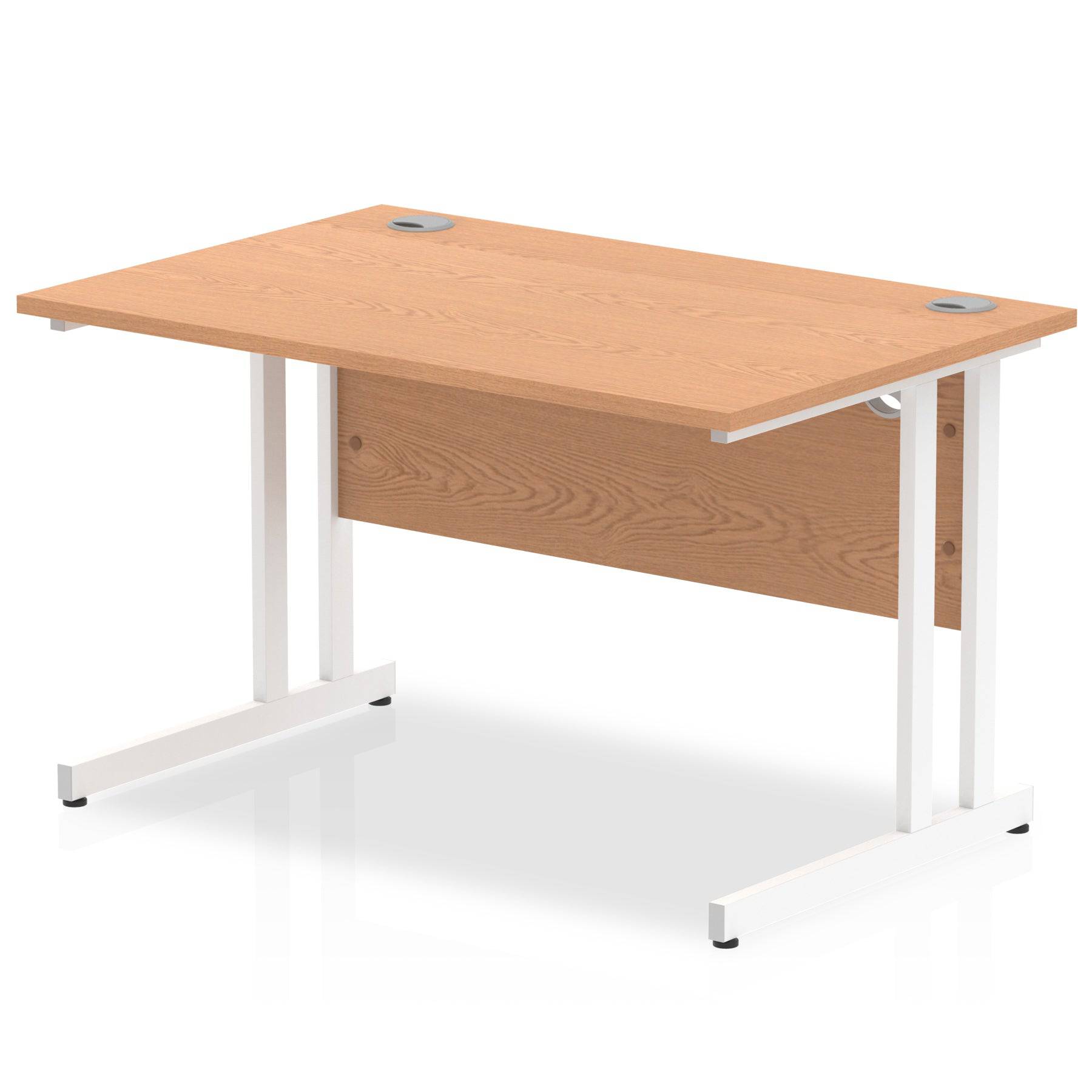 Impulse 800mm deep Straight Desk with Oak Top and White Cantilever Leg - Price Crash Furniture