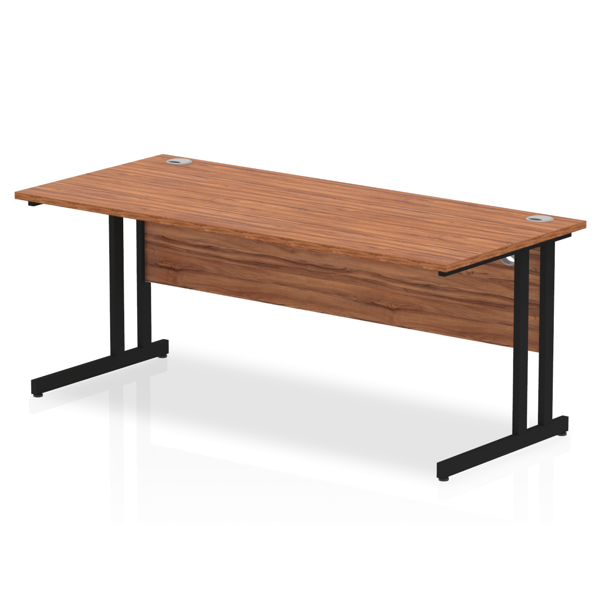 Impulse 800mm deep Straight Desk with Walnut Top and Black Cantilever Leg - Price Crash Furniture