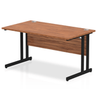 Impulse 800mm deep Straight Desk with Walnut Top and Black Cantilever Leg - Price Crash Furniture