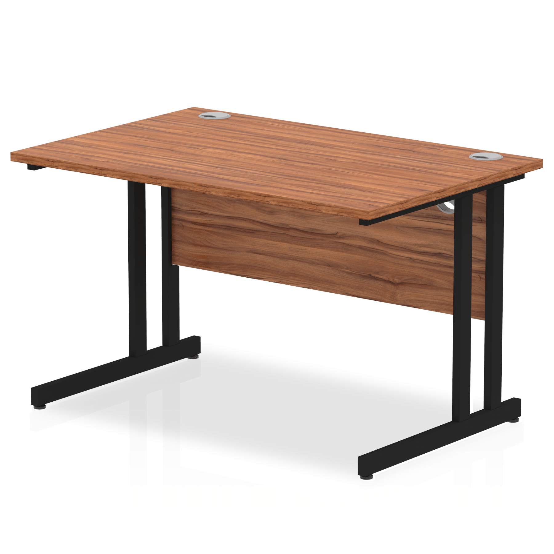 Impulse 800mm deep Straight Desk with Walnut Top and Black Cantilever Leg - Price Crash Furniture