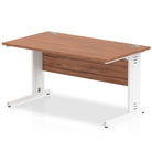 Impulse 800mm deep Straight Desk with Walnut Top and White Cable Managed Leg - Price Crash Furniture