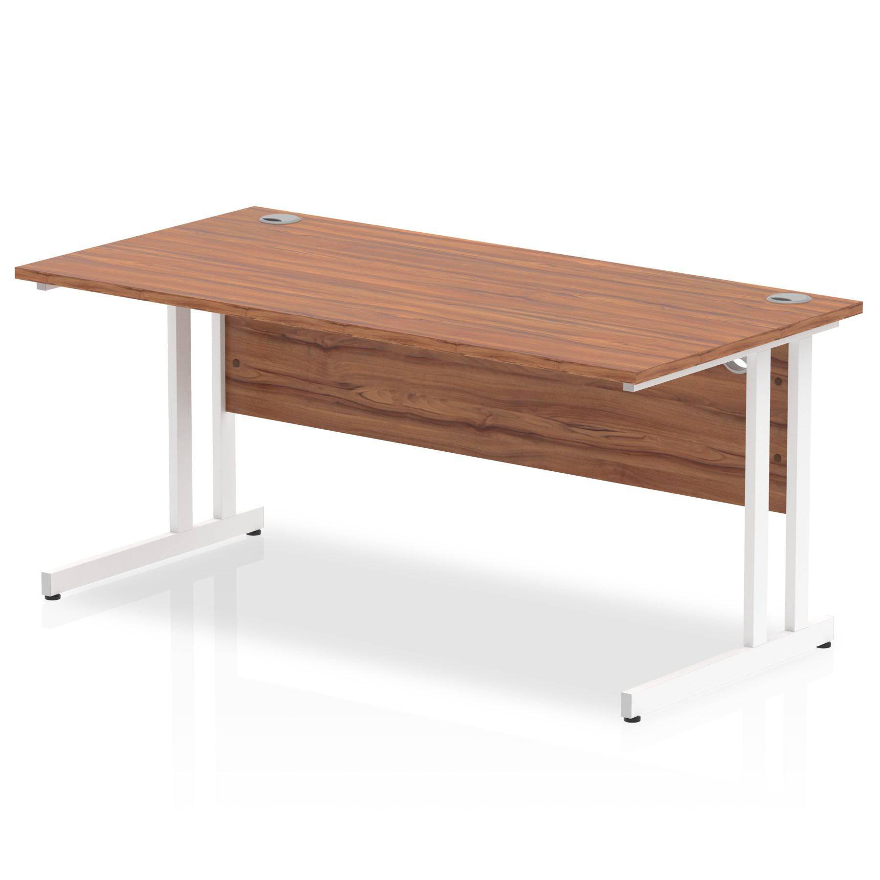 Impulse 800mm deep Straight Desk with Walnut Top and White Cantilever Leg - Price Crash Furniture