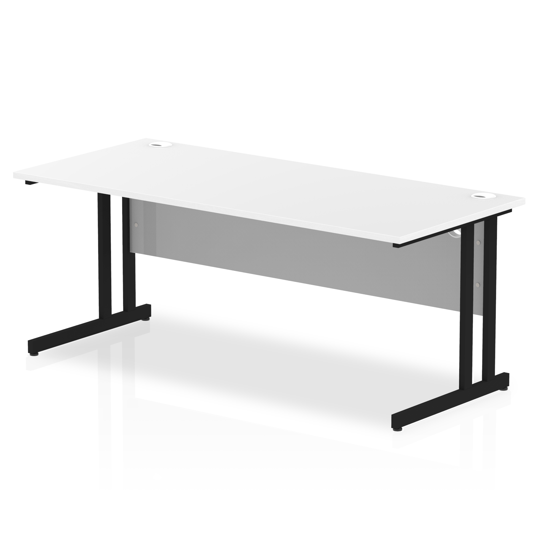 Impulse 800mm deep Straight Desk with White Top and Black Cantilever Leg - Price Crash Furniture