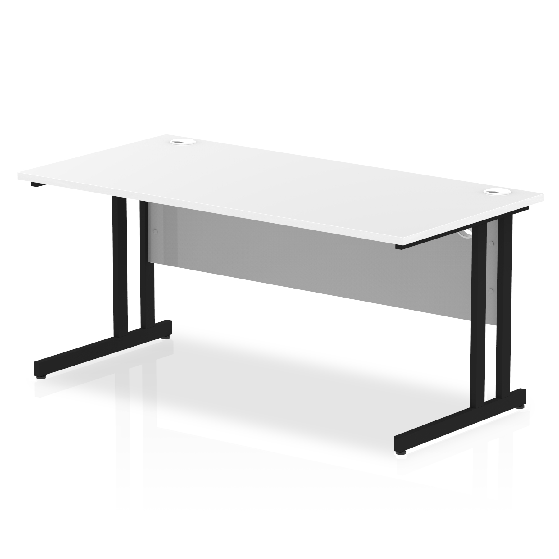 Impulse 800mm deep Straight Desk with White Top and Black Cantilever Leg - Price Crash Furniture