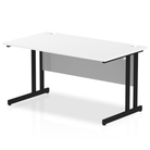 Impulse 800mm deep Straight Desk with White Top and Black Cantilever Leg - Price Crash Furniture